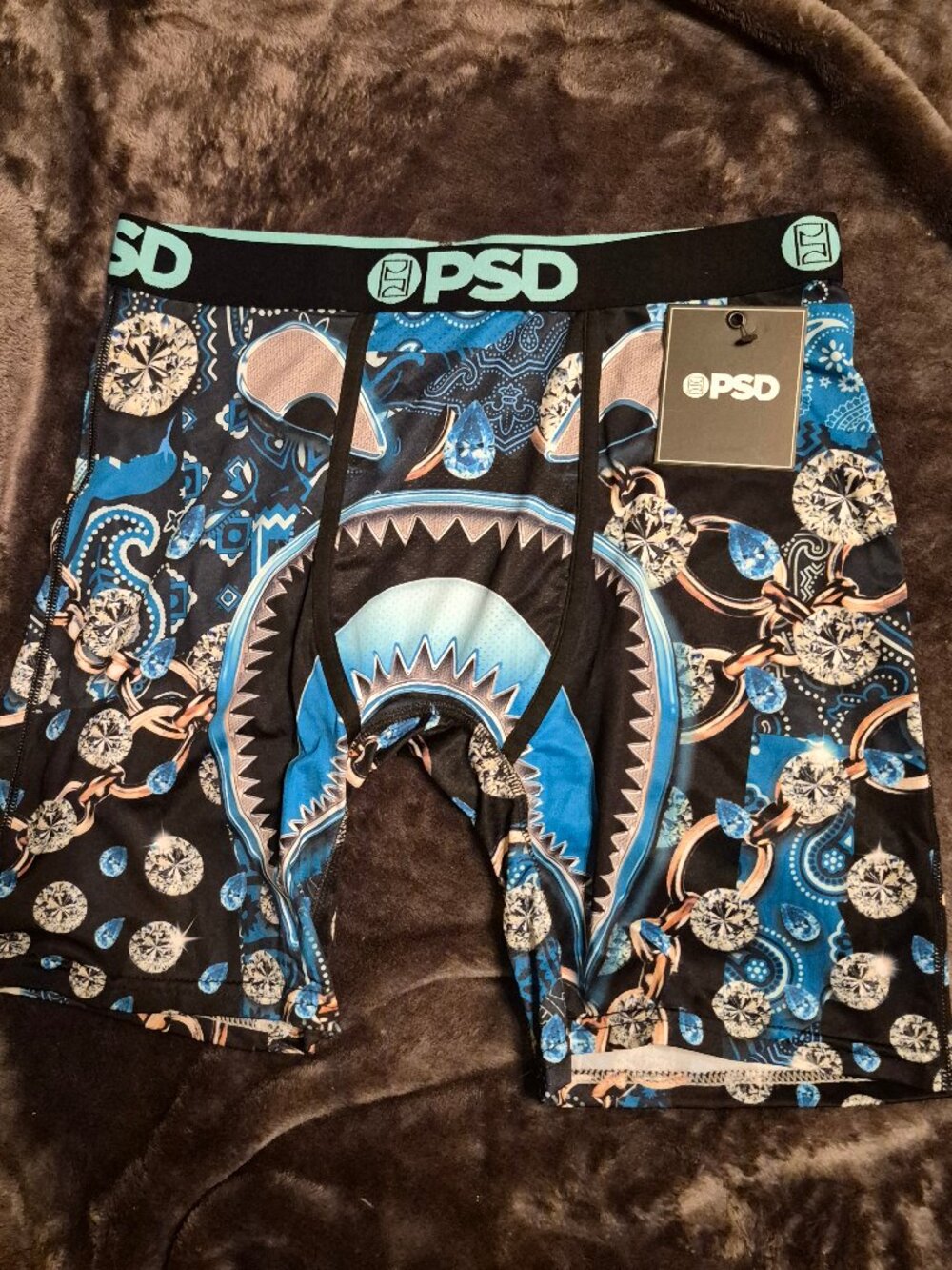 PSD Warface Merchant Men's Size Medium Blue Black Underwear Boxer Briefs